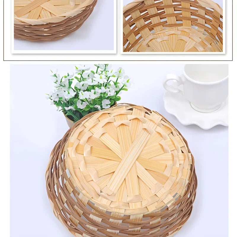 6er Set Runde Aufbewahrungskörbe Aus Natürlichem Bambus