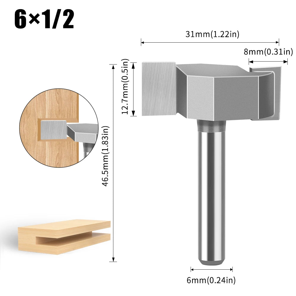 Wolframlegierung T-Cutter Router Bit 6mm 12mm Schaft Fräskopf für Holz