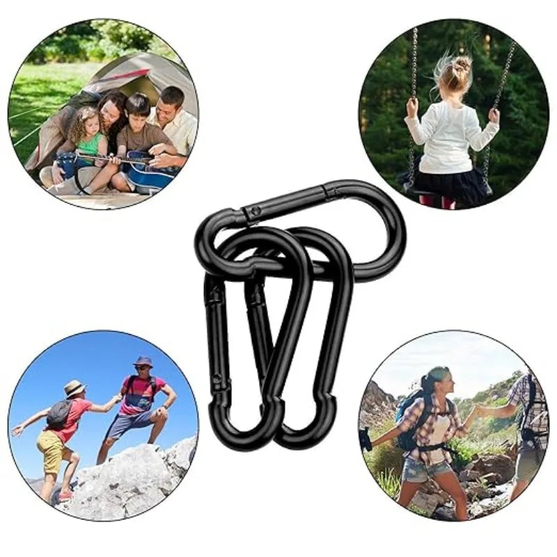 Robuste Mini Karabiner aus Aluminium, leicht - sicher – 10-50 Stück, Schwarz/Silber