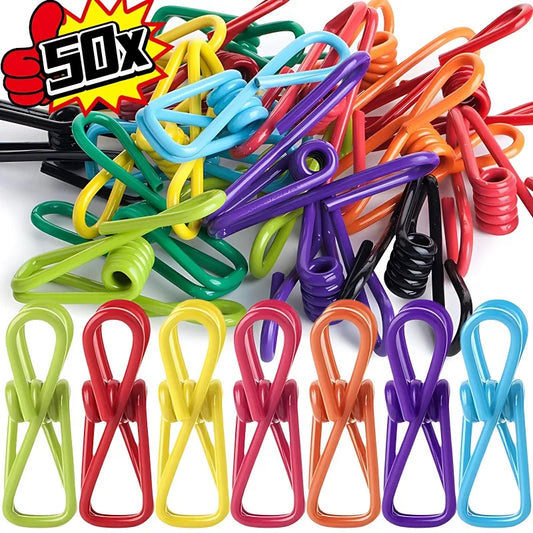 Frische - Ordnung: 50 bunte Edelstahl-Clips 5,5x3x2cm für Küche - Haushalt