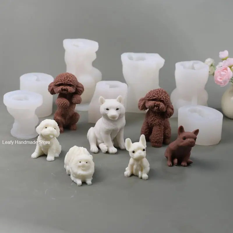 Niedliche Hundekerze in Silikonform – 3D Tier Statue