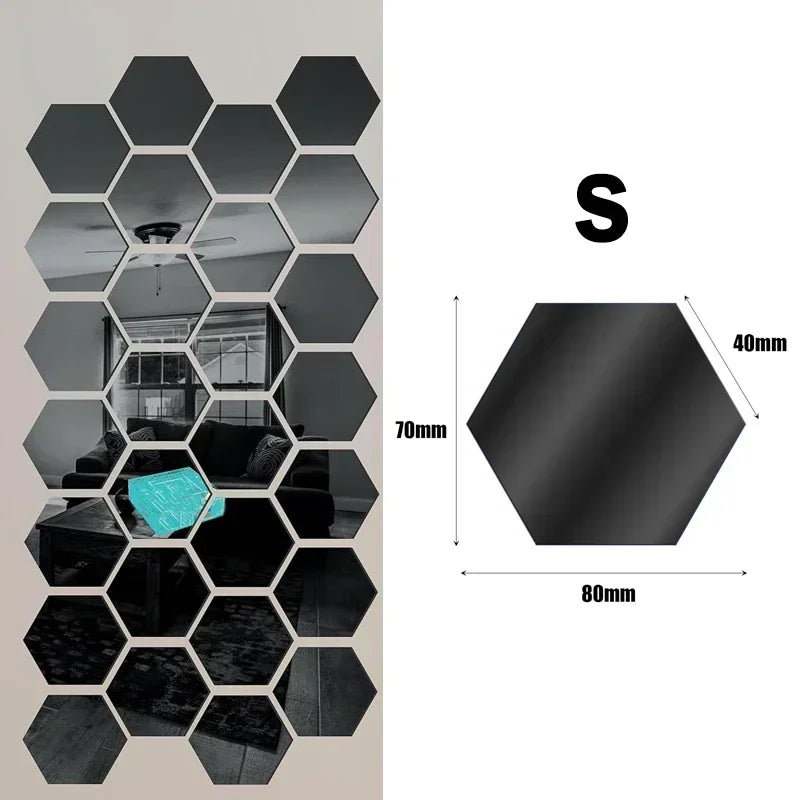 Sechseckige Acryl Spiegel Wandaufkleber selbstklebend abnehmbar