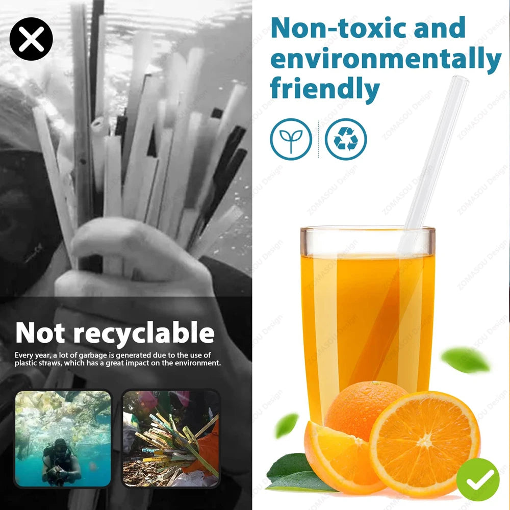 Umweltfreundliche Glasstrohhalme mit Bürsten für Smoothies und Cocktails-Yabubest - Home & More