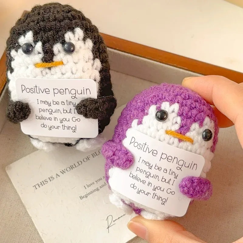 Handgemachte Mini Pinguin Plüschpuppe mit Karte Lustiges Geschenk