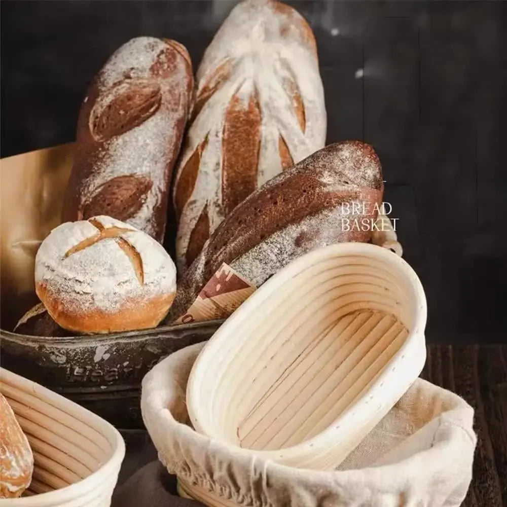 5/8-teiliges Brot-Banneton-Set aus natürlichem Rattan für Backen
