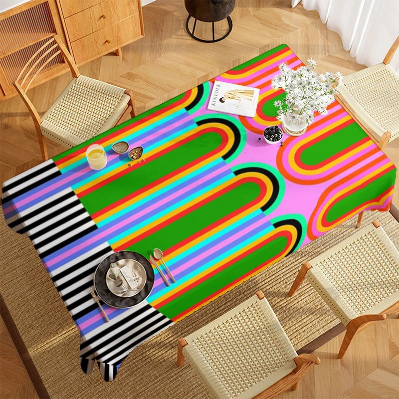 Abstrakte rechteckige Tischdecke aus Polyester wasserabweisend