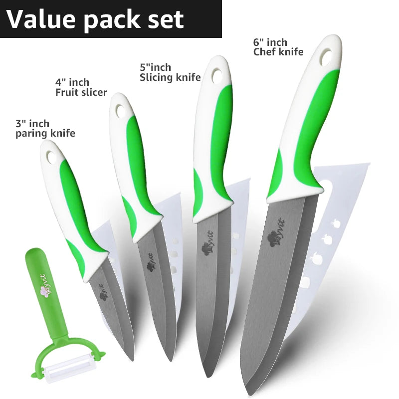 Keramik Messer Set 3-6 Zoll: Vielseitig, Scharf, Schwarze Zirkonia Klinge