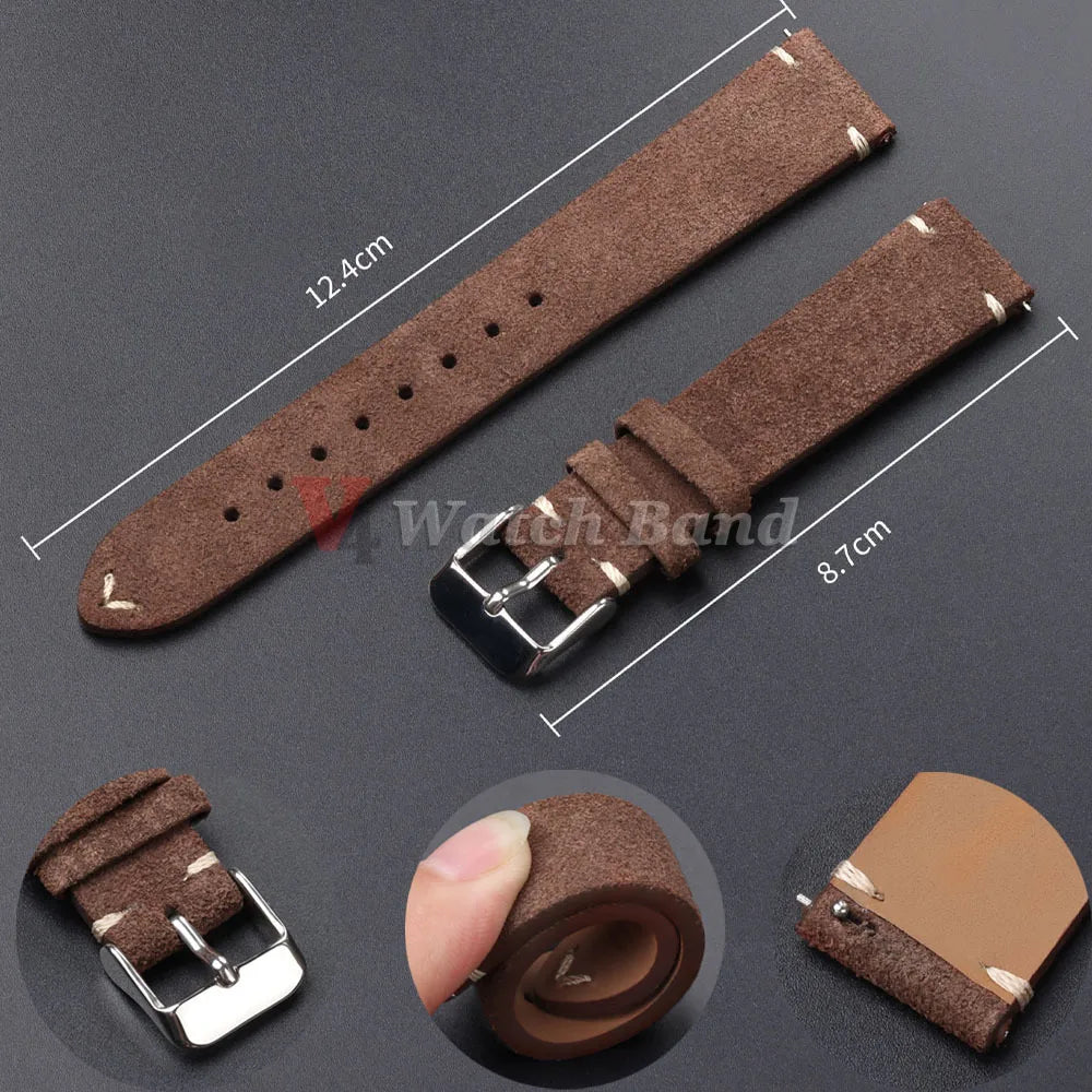 Weiches Schnellverschluss Wildleder Armband 14-22mm für Smartwatch Uhr