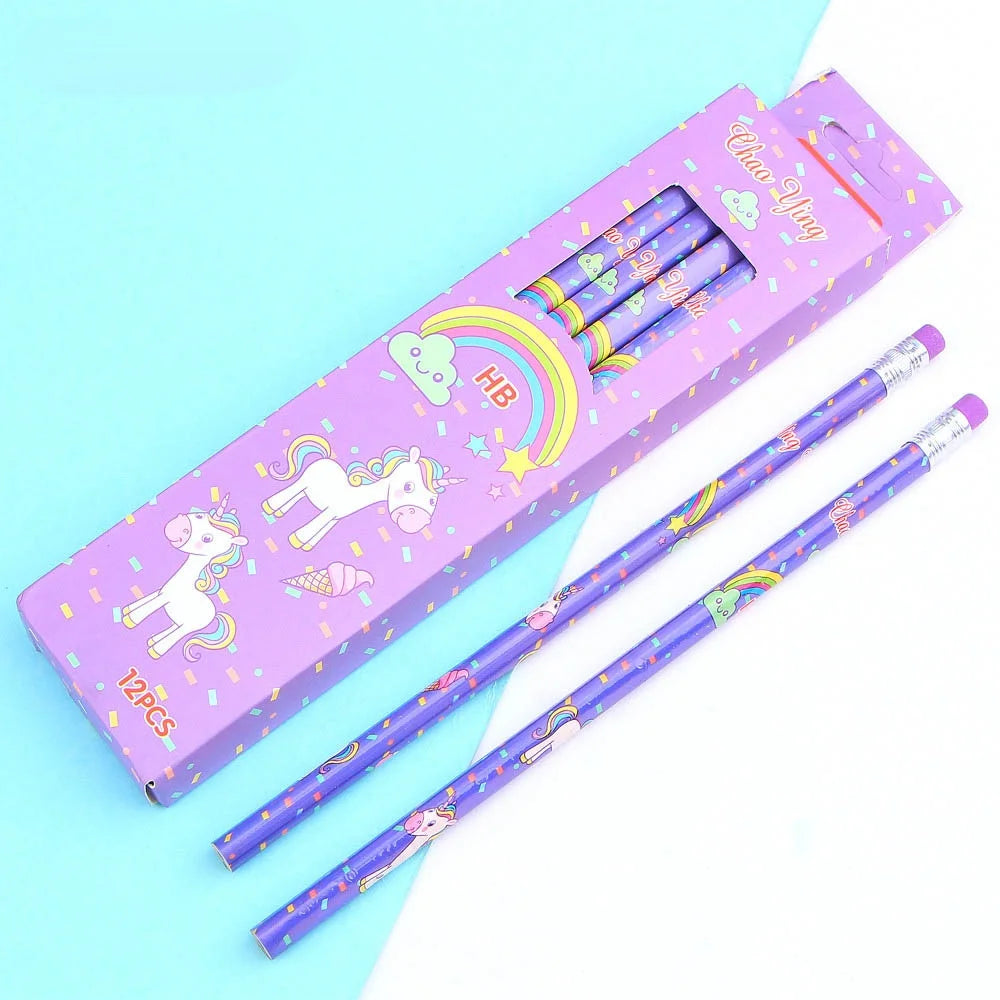 12-teiliges Einhorn Bleistift Set HB für Schule, Kids - Zeichnungen