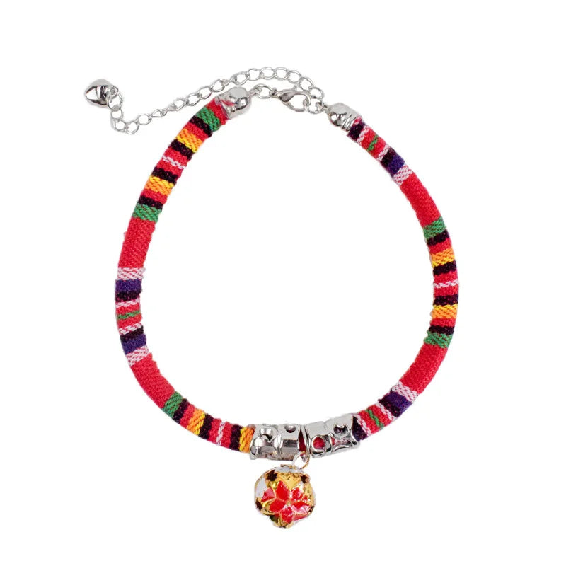 Japanischer Stil Haustierhalsband aus Baumwolle mit Glocke Verstellbar