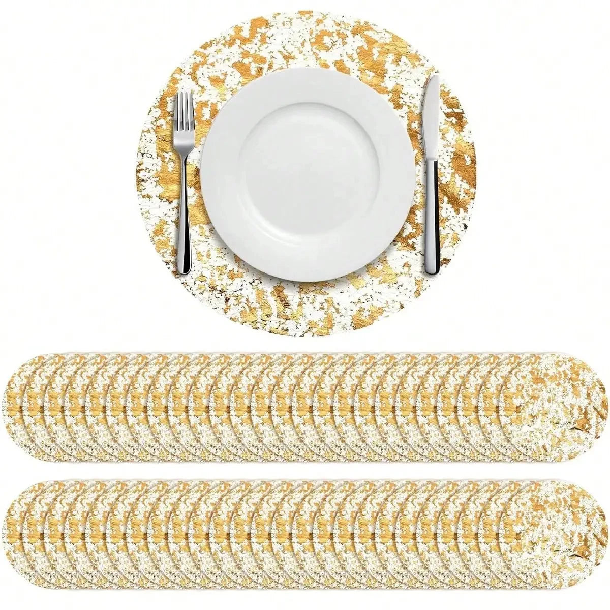 Gold Einweg Tischsets Rund 33cm für Weihnachtsfeier & Festliche Deko