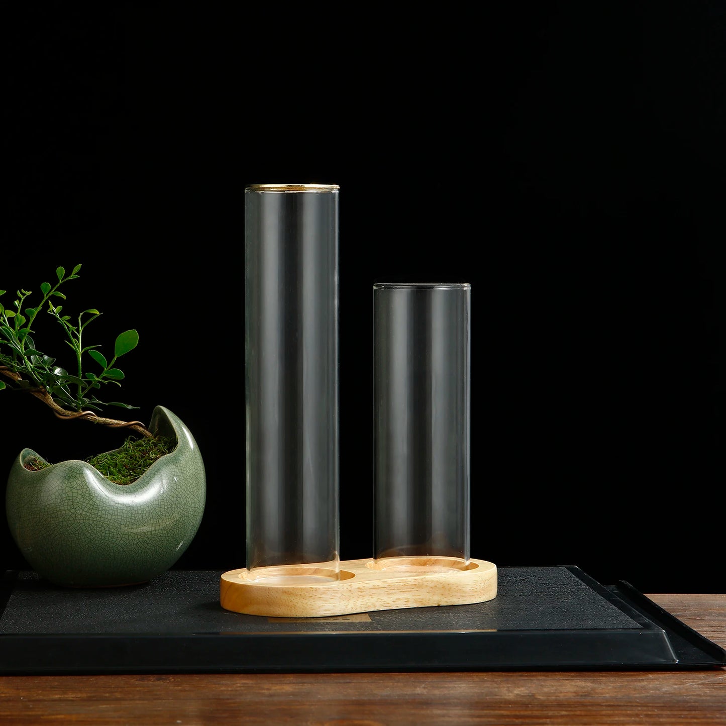 2 in 1 Räucherstäbchenhalter aus Glas mit Organizer und Aschefänger