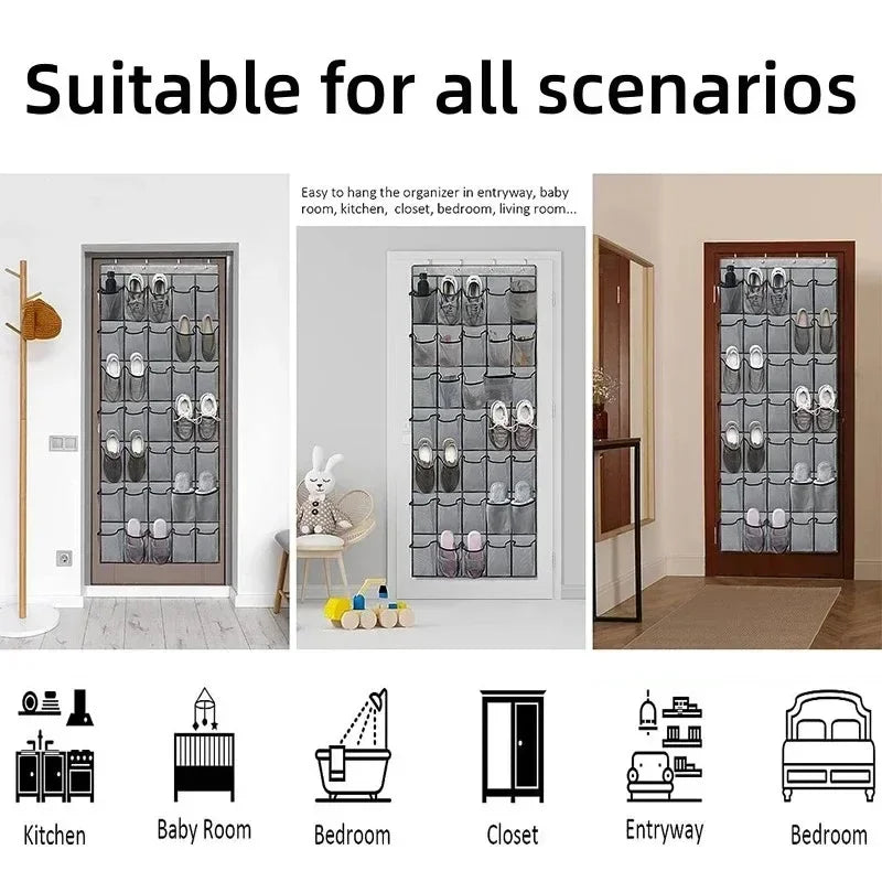 Wandmontierter Schuh-Organizer mit Netzfach zum Aufhängen über der Tür