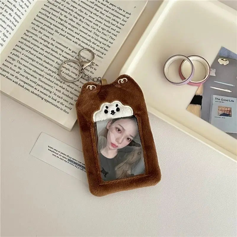 Plüsch Kartenhalter Organizer mit niedlichem Katzen-Design, 8,5x12,5 cm