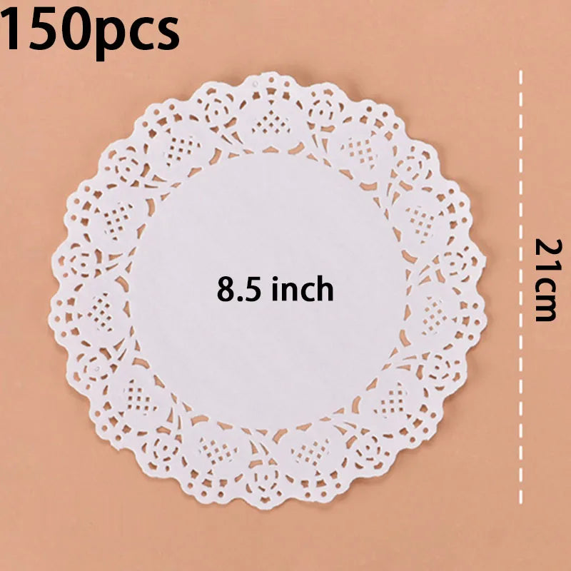 150 Runde Papier Spitzendeckchen Weiß Party Deko Tischsets Backzubehör
