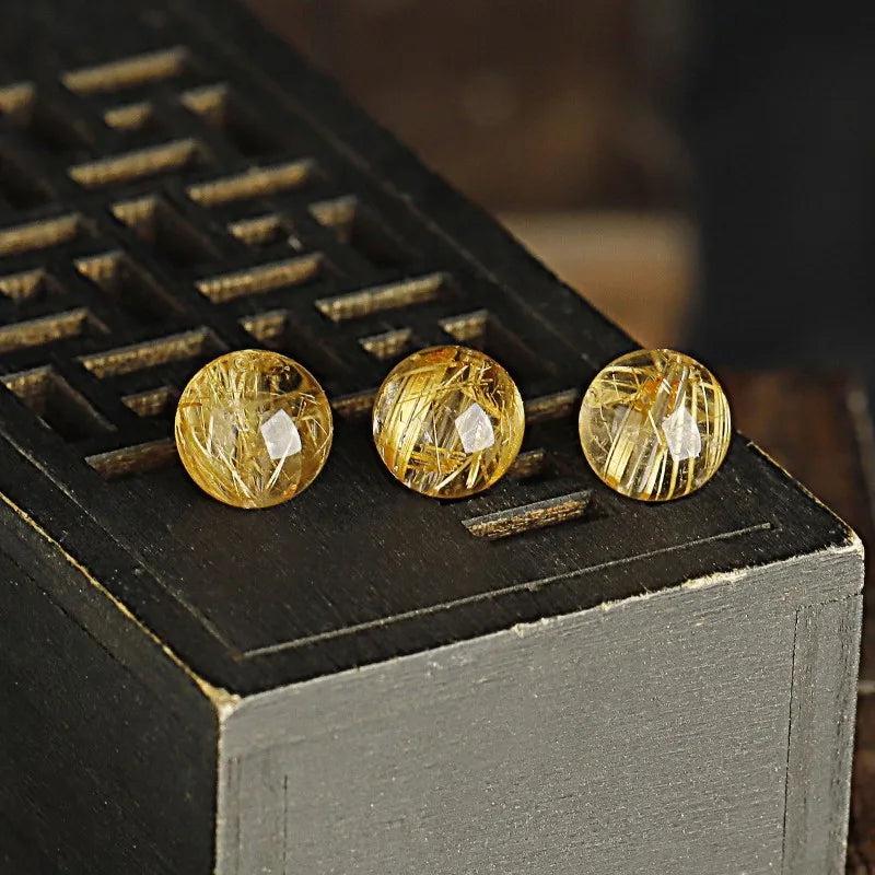 Natürliche goldene runde Haar Kristall Perlen zum Basteln