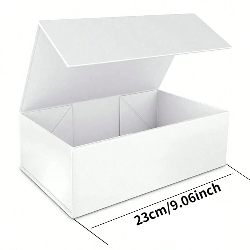 Faltbare weiße Geschenkbox mit Magnetschnalle und Deckel rechteckig