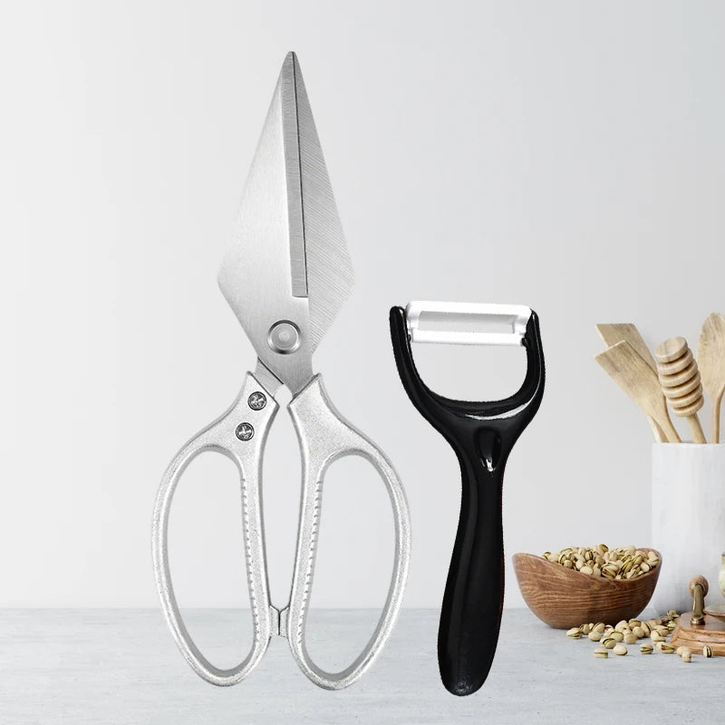 Ultrascharfe Edelstahl Küchenschere Mehrzweck für Geflügel, Fleisch, Knochen