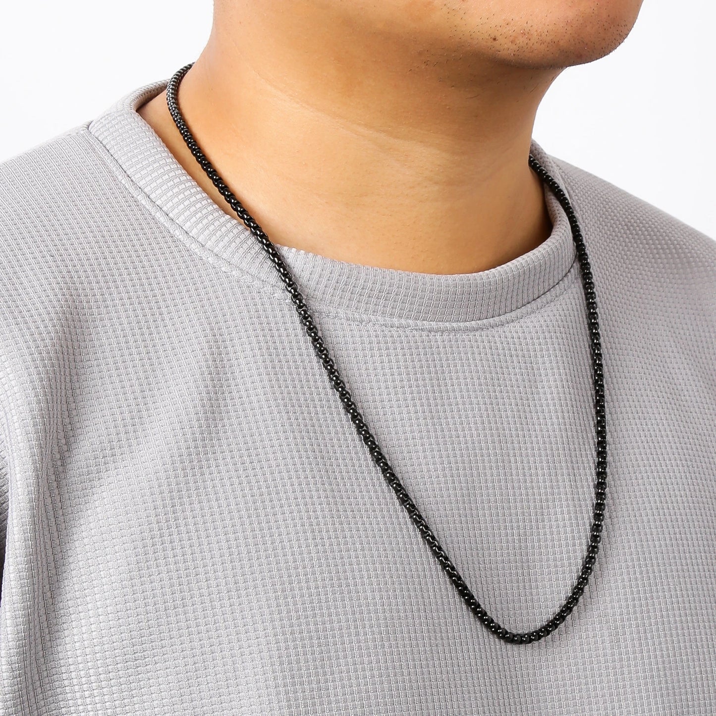 Schwarze Box Link Kette Edelstahl 2mm bis 5mm für Männer und Frauen-Yabubest - Home & More