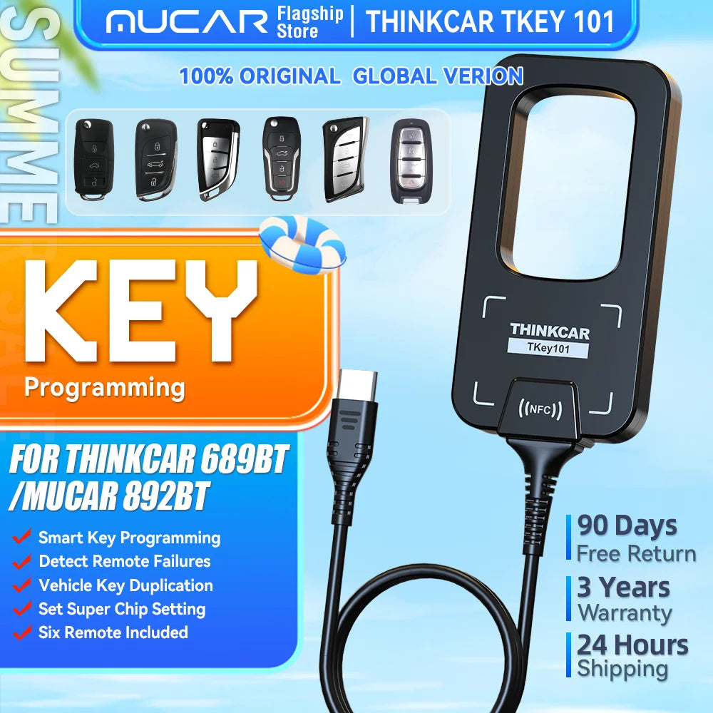 THINKCAR TKEY 101 Universal Autoschlüssel Programmiergerät mit 6 Fernbedienungen