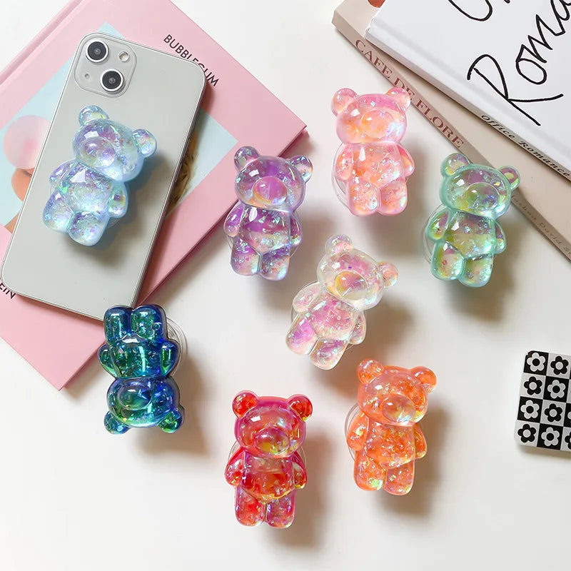 3D Glitter Bär Handyhalterung Universal aus TPU mit Standfunktion