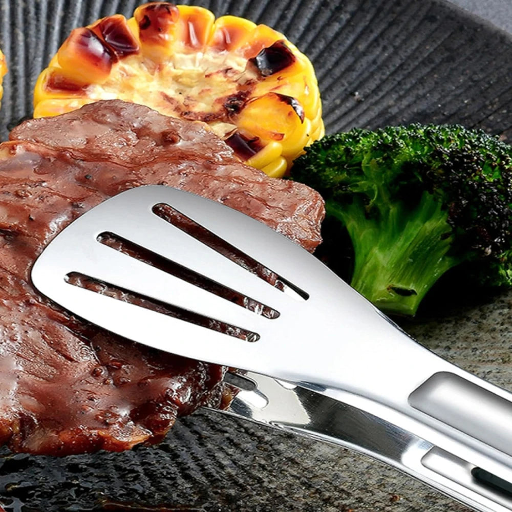 Rutschfeste Edelstahl-Lebensmittelzange 3er-Set für Grill, Küche - Buffet