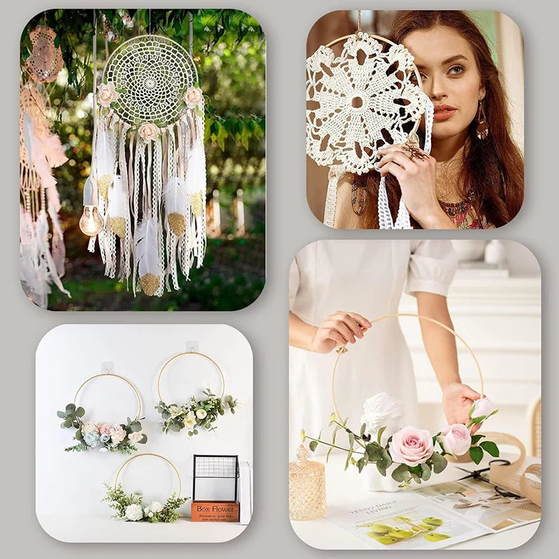 Natürliches 2er Bambus-Ring Set in 5 Größen – Perfekt für DIY Blumenkränze - Deko