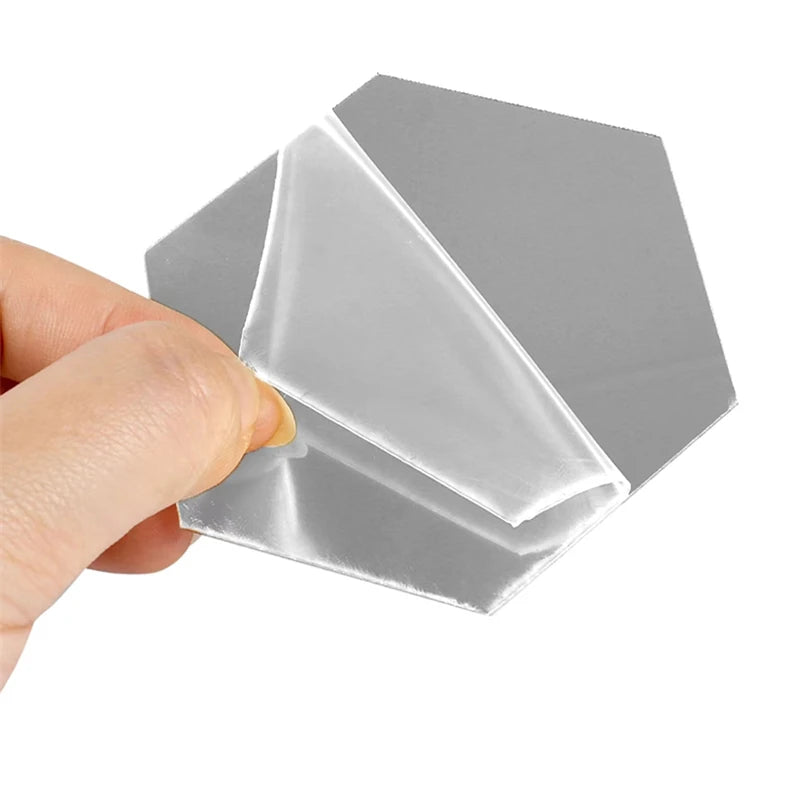 12er Set Geometrische Sechseck Spiegel Wandaufkleber mit Kleber