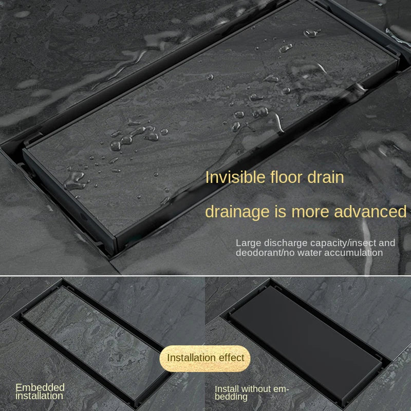 Unsichtbarer Badezimmer Bodenablauf Edelstahl 20-50 cm Quadratischer Abfluss