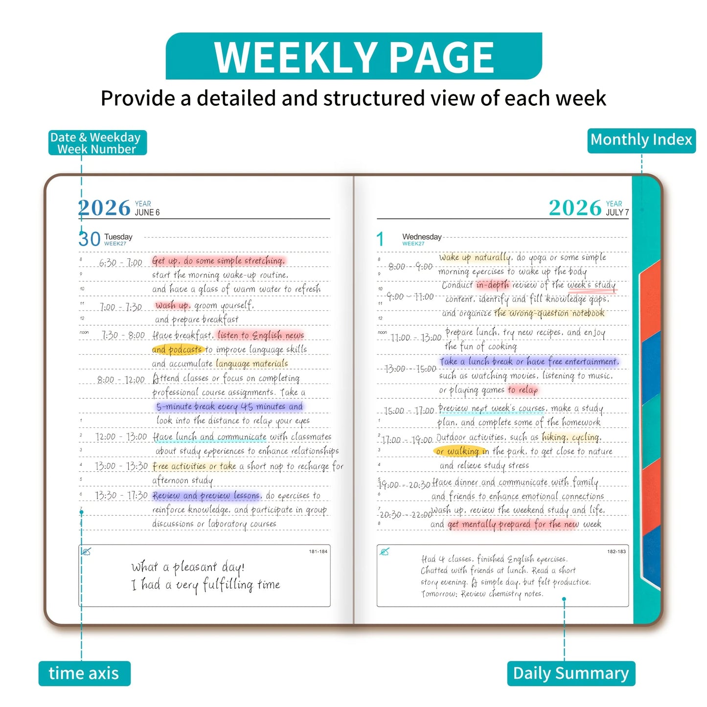 Plan-Notizbuch 2026 – 320 Seiten, Zeitmanagement & Zielverfolgung-Yabubest - Home & More