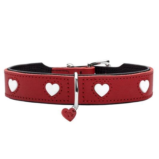Hunde-Liebe Hundehalsband XS/S 30-34cm - Rot/Weiß-Haustier-Produkte, Hunde-Hunter-Ciniskitchen
