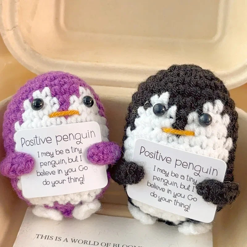 Handgemachte Mini Pinguin Plüschpuppe mit Karte Lustiges Geschenk