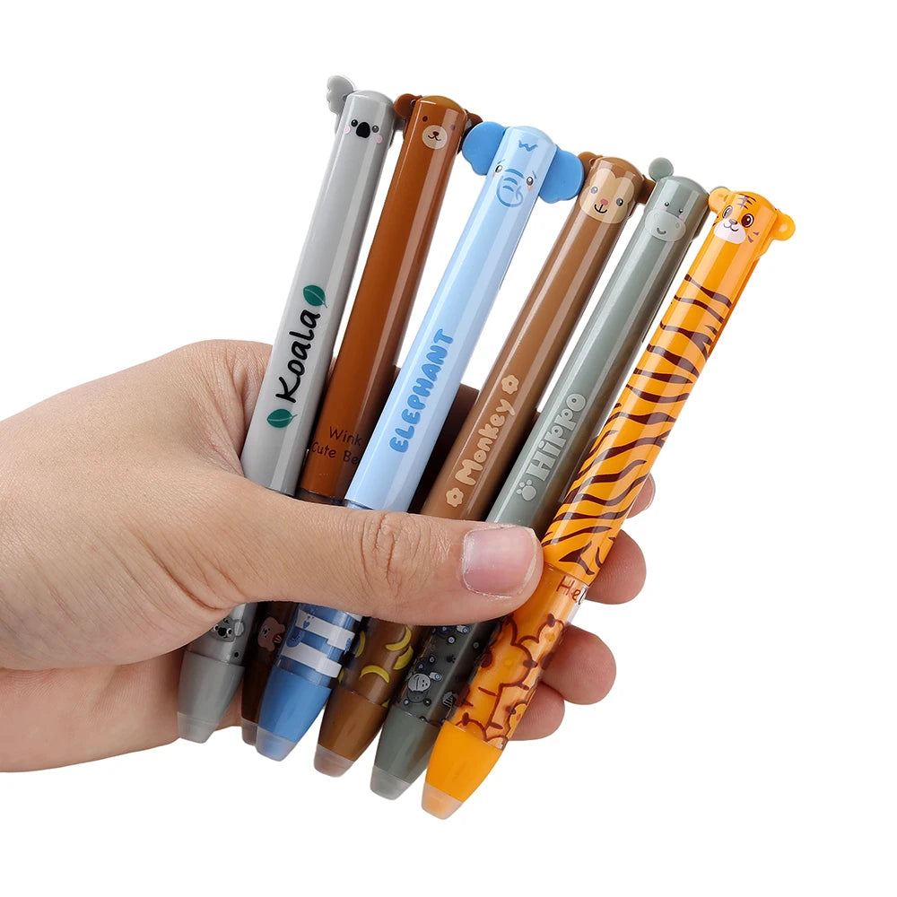 2 in 1 Löschbare Gelstifte 6 12 Teile Cartoon Tiere 0,5mm für Schule
