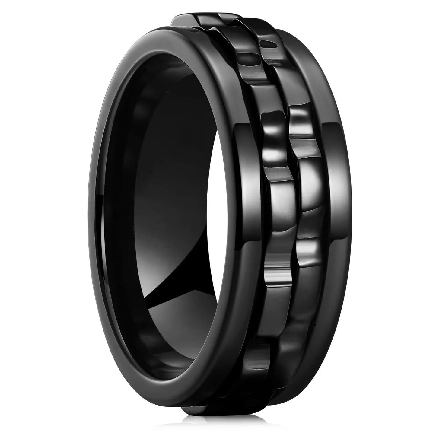 Herren Rotierender Zappelring Edelstahl Kette Gear Design Punk Biker Stil