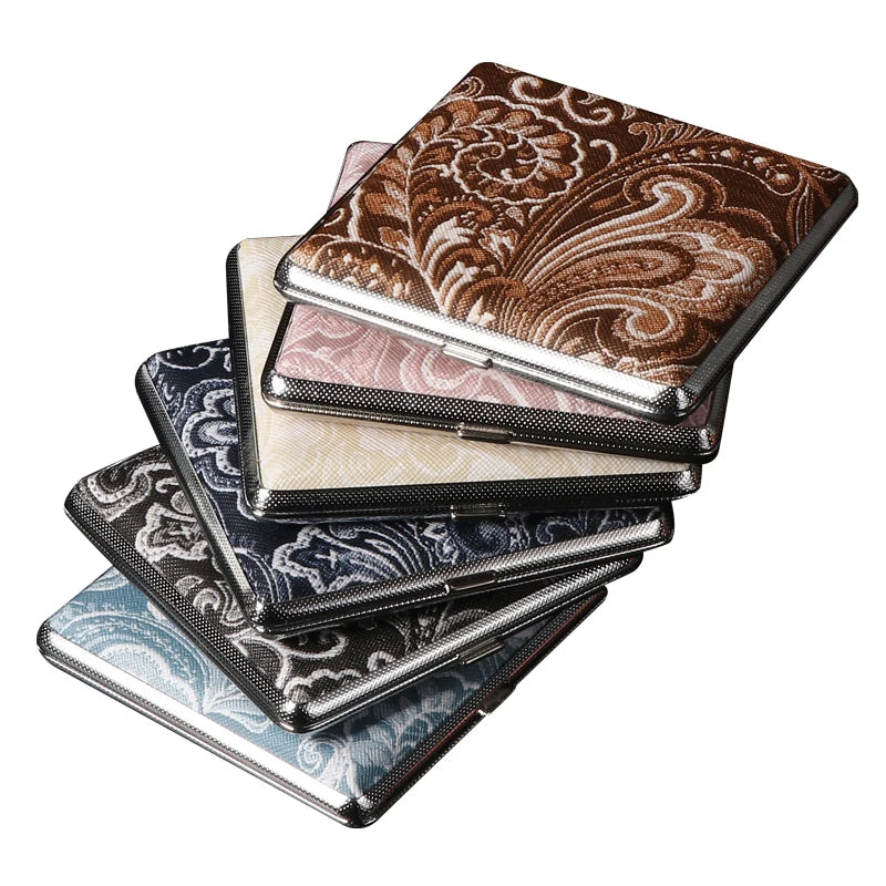 Tragbare leichte Zigarettenschachtel aus Metall mit Ledermuster