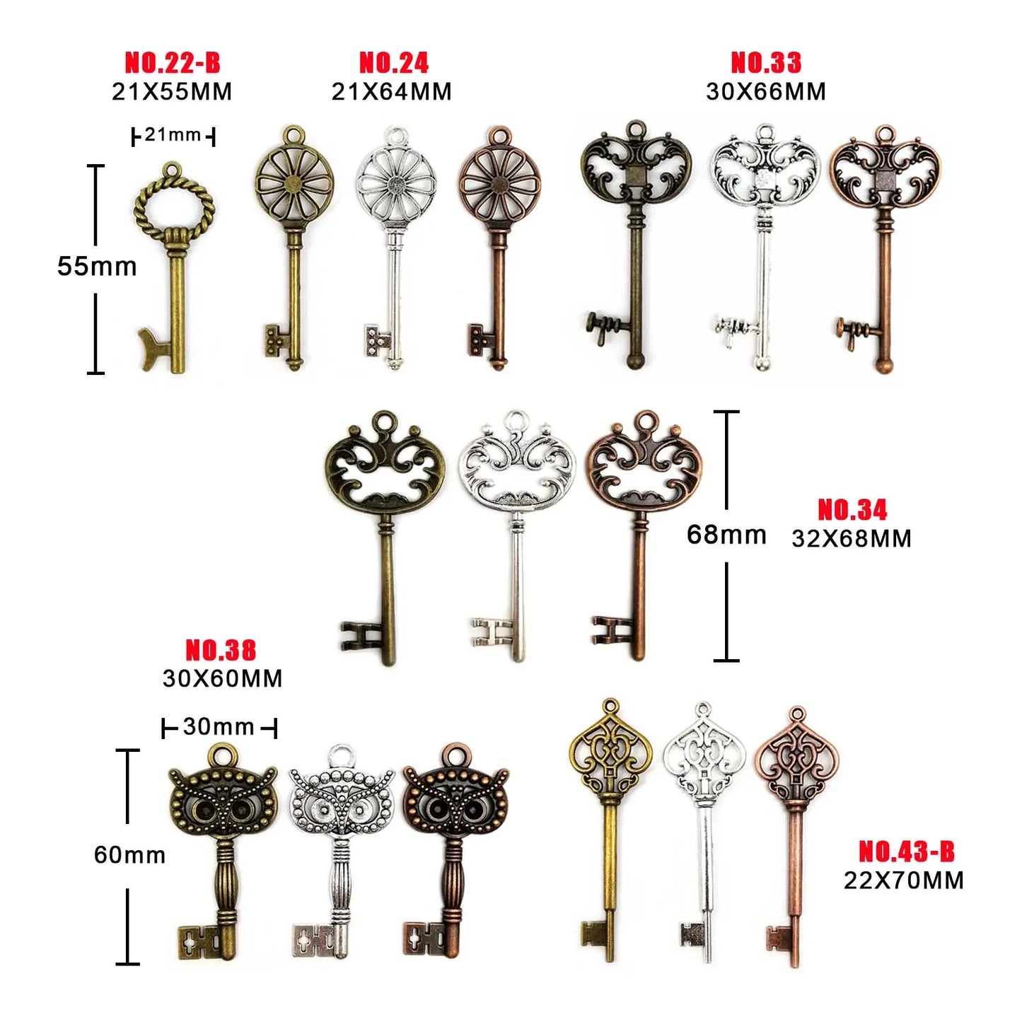 2er Set dekorative Metall-Schlüssel für Steampunk Schmuck DIY Basteln