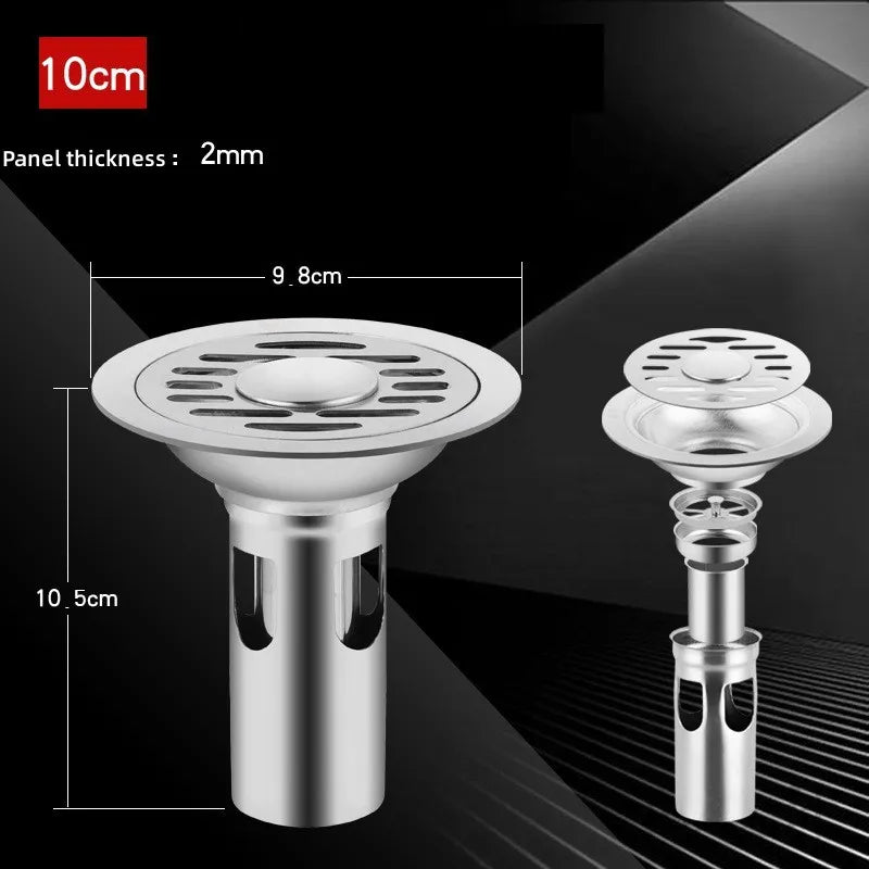 Edelstahl Bodenablauf mit Haarfänger Geruchshemmend für Dusche und Bad