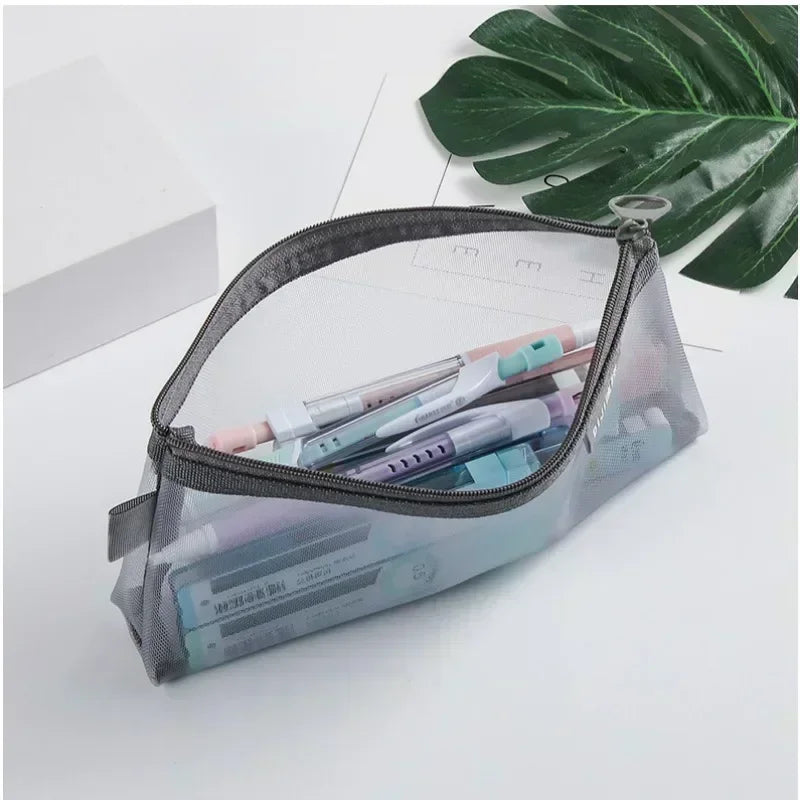 Transparentes Mesh Stift-Etui Kunststoff Mini Mäppchen für Büro - Schule