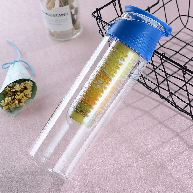 700 ml Trinkflasche mit Fruchteinsatz Sport Wasserflasche Camping Reise