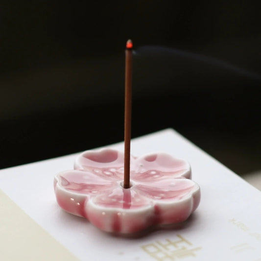 Keramik Weihrauch Stick Brenner mit Kirschblüten-Design und Aschefänger