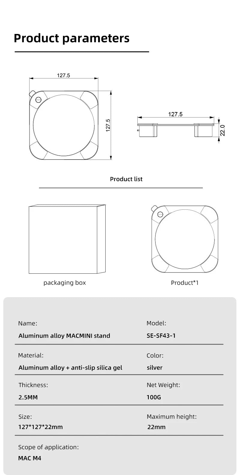 Aluminium Desktop-Ständer für Mac Mini M4 zur Wärmeableitung und Kühlung