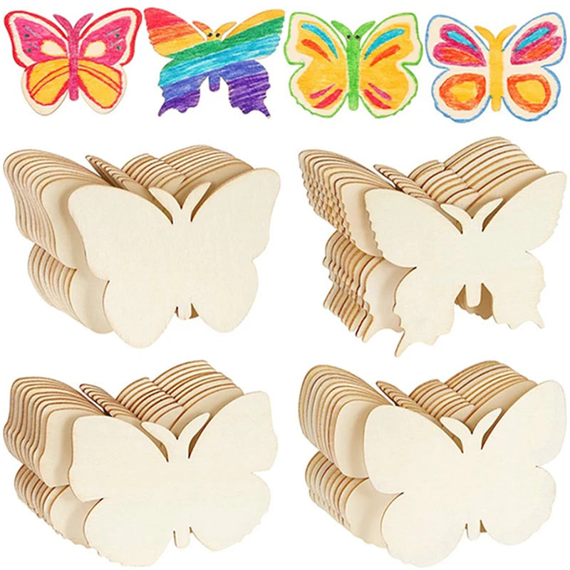 10er Set Holz Schmetterlinge zum Bemalen - Blanko Holzscheiben für Kinder Basteln-Yabubest - Home & More