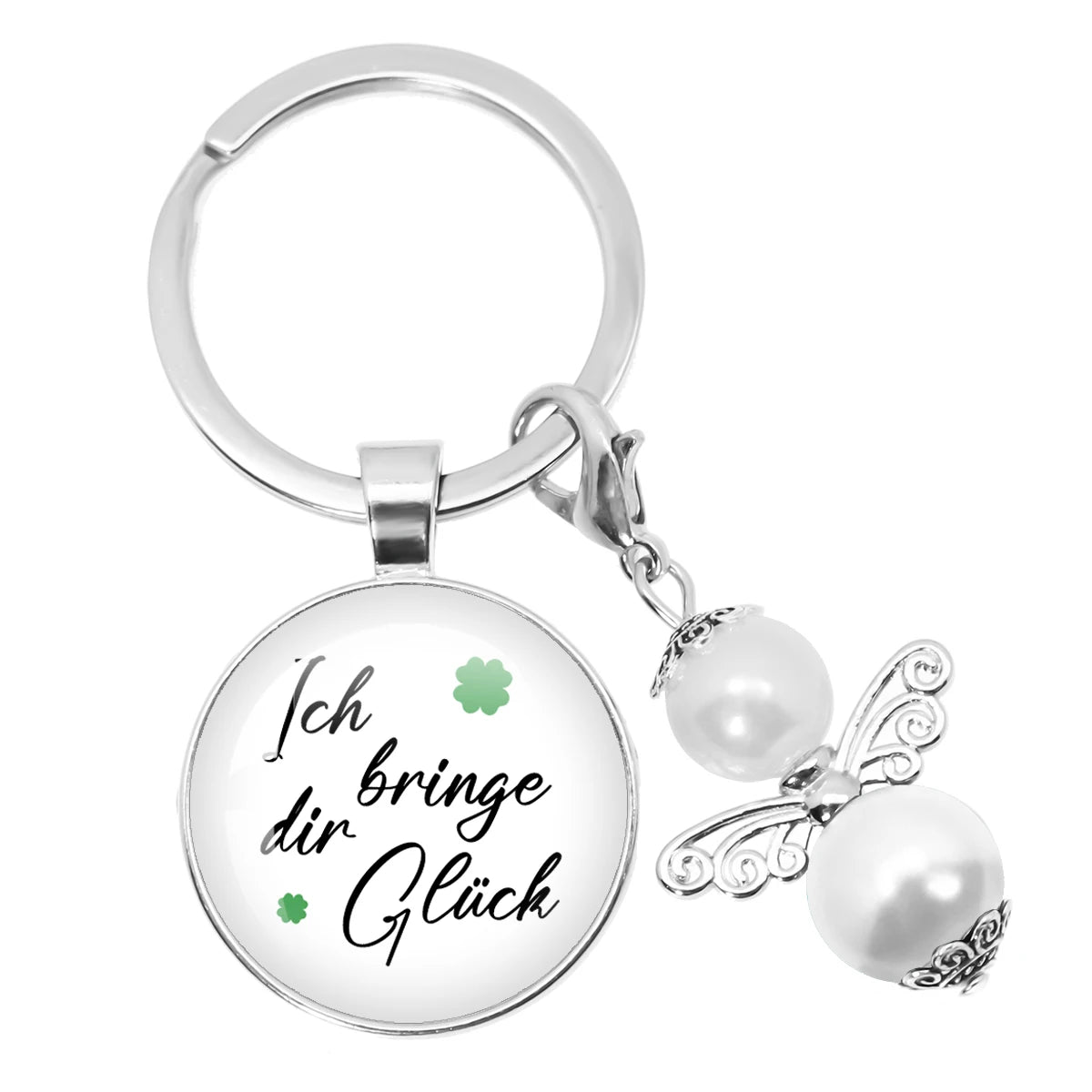 Glücksbringer Schlüsselanhänger mit vierblättrigem Kleeblatt Design