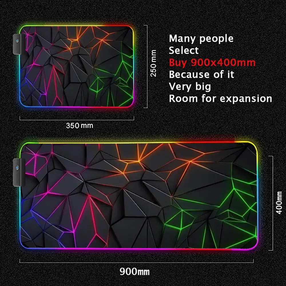 XXL Gaming Mauspad Geometrisches Design mit RGB LED Beleuchtung