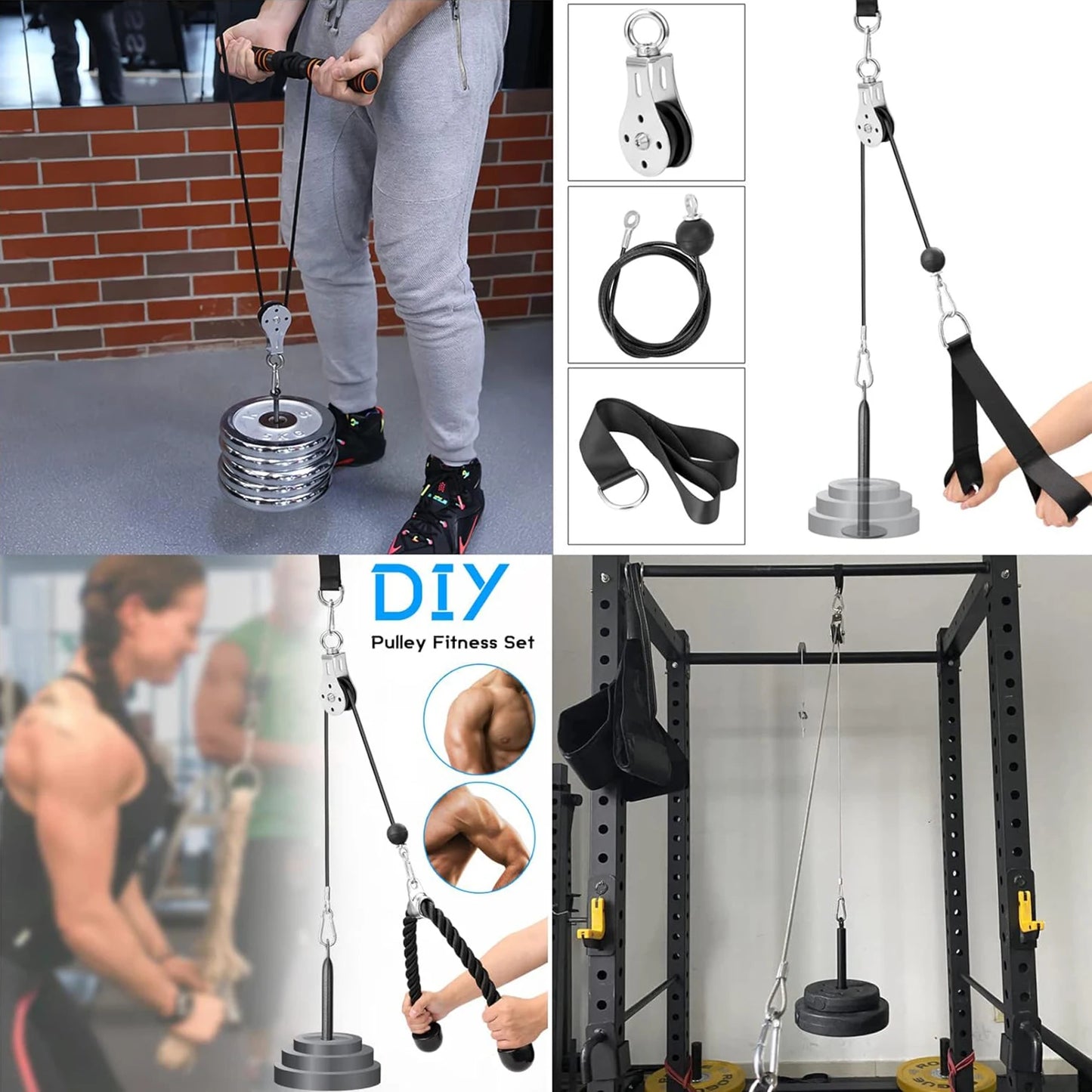 Fitness Training Umlenkrolle Pulley aus Edelstahl für Kraftübungen Zuhause