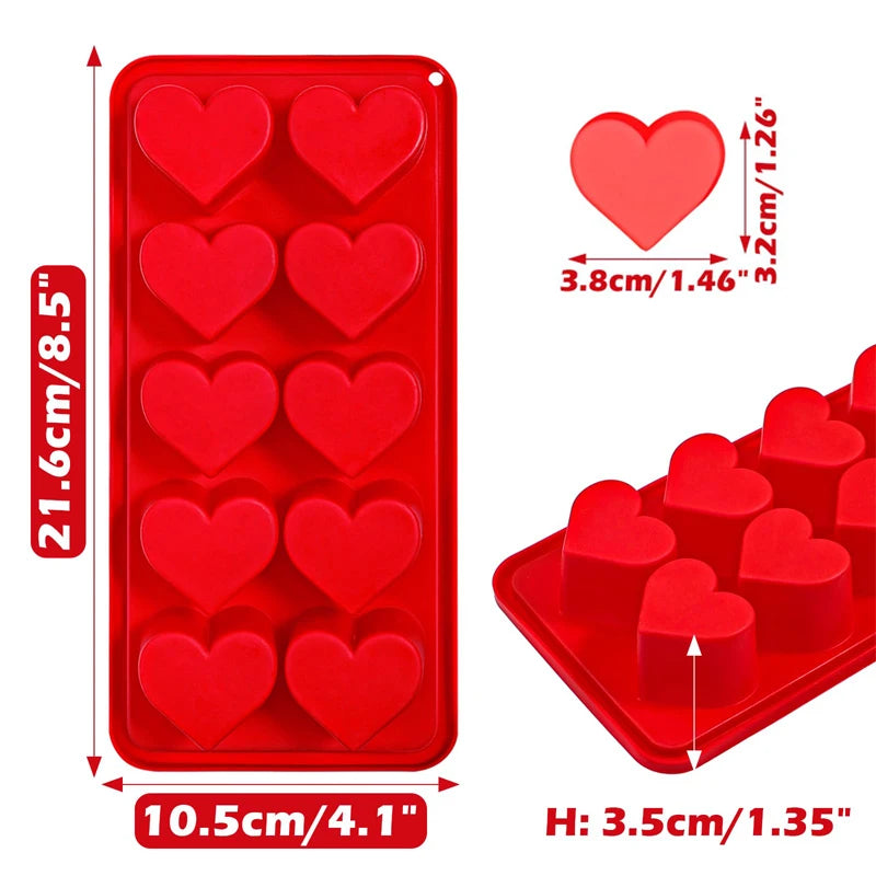 Herzförmige Eiswürfelform aus Silikon in Rosa und Rot, multifunktional