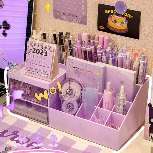 Kawaii Schreibtisch Organizer mit 9 Fächern – Stifte & Schreibwaren Aufbewahrung