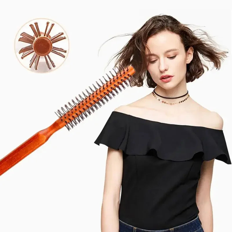 Runde Haarbürste Mit Natürlichen Borsten Für Lockiges Haar Und Styling