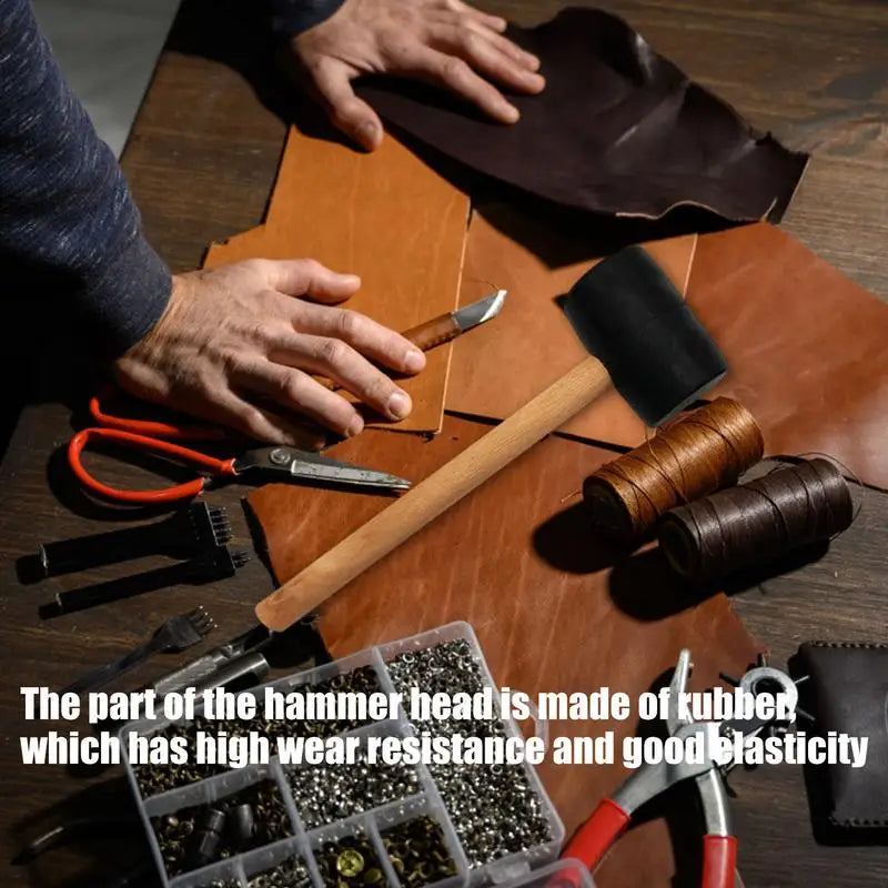 Gummi Hammer mit Holzgriff Doppelseitiger Vollgummikopf Rutschfest Boden