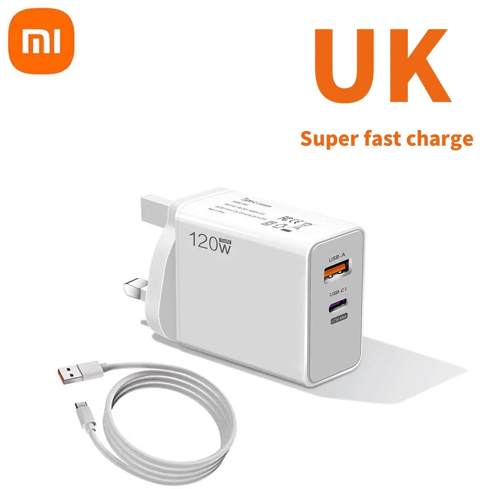 120W Turbo Schnelllade Wandadapter mit USB Typ C Kabel 6A